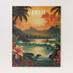 Vintage Hawaii Tropische Strand-Reiseillustration Puzzle