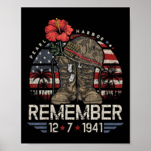 Vintage Hawaii USA-Flaggen-T-Shirt, Pearl Harbor Poster