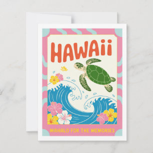 Vintage Hawaii USA Meeresschildkröte Hibiskus Maha Postkarte