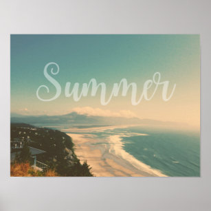 Vintage Hawaiian Beach Landschaft - Sommermeere Poster