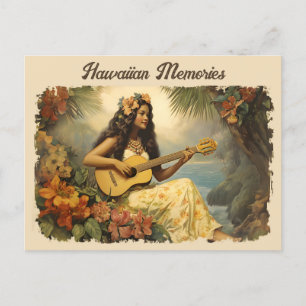 Vintage-Hawaiian-Gitarrenmädchen-Reisepostkarte Postkarte