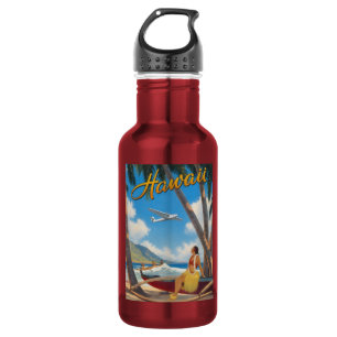 Vintage Hawaiian Hula Mädchen Aloha Flucht Paradie Edelstahlflasche