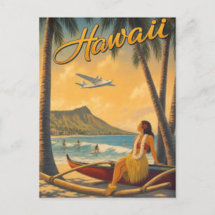 Vintage Hawaiian Hula Mädchen Aloha Flucht Paradie Feiertagspostkarte