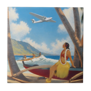 Vintage Hawaiian Hula Mädchen Aloha Flucht Paradie Fliese