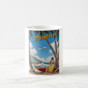 Vintage Hawaiian Hula Mädchen Aloha Flucht Paradie Kaffeetasse