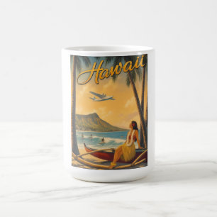 Vintage Hawaiian Hula Mädchen Aloha Flucht Paradie Kaffeetasse
