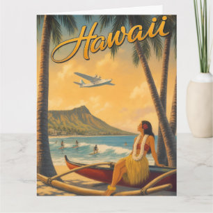 Vintage Hawaiian Hula Mädchen Aloha Flucht Paradie Karte