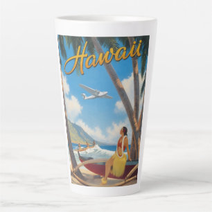 Vintage Hawaiian Hula Mädchen Aloha Flucht Paradie Milchtasse