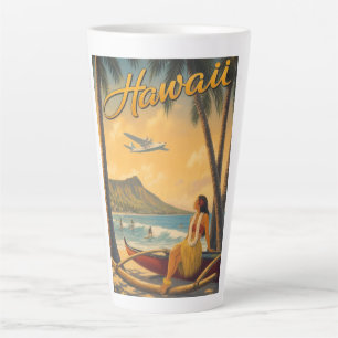 Vintage Hawaiian Hula Mädchen Aloha Flucht Paradie Milchtasse