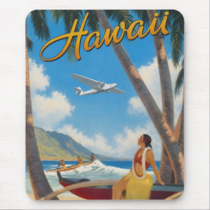 Vintage Hawaiian Hula Mädchen Aloha Flucht Paradie Mousepad