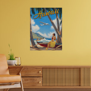 Vintage Hawaiian Hula Mädchen Aloha Flucht Paradie Poster