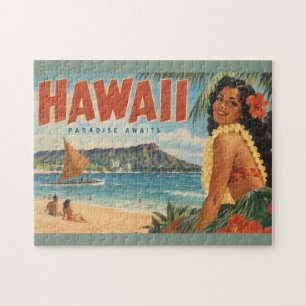 Vintage Hawaiian Hula Mädchen Aloha Flucht Paradie Puzzle