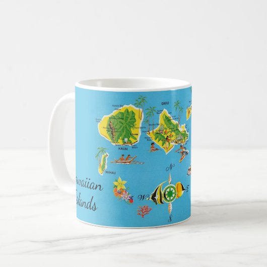 Vintage Hawaiian Islands Map Mug Kaffeetasse (Vorderseite Links)