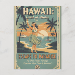 Vintage Hawaiian Land of Aloha - Flucht ins Paradi Feiertagspostkarte