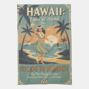 Vintage Hawaiian Land of Aloha - Flucht ins Paradi Geschirrtuch