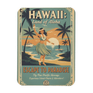 Vintage Hawaiian Land of Aloha - Flucht ins Paradi Magnet