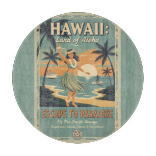 Vintage Hawaiian Land of Aloha Flucht ins Paradies Schneidebrett