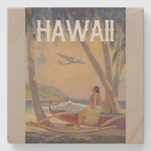 Vintage Hawaiian Reise - Hawaii Hula-Tänzerin ! Steinuntersetzer