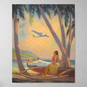 Vintage Hawaiian Reise - Hawaii Mädchen Tänzerin Poster