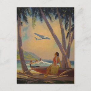 Vintage Hawaiian Reise - Hawaii Mädchen Tänzerin Postkarte