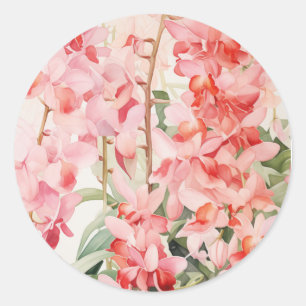 Vintage hawaiianische Blumen-Orchideen-Kaskade Runder Aufkleber