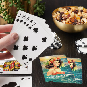 Vintage Hawaiianische Dame fügt Text Jumbo Poker h Spielkarten