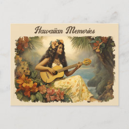 Vintage Hawaiianische Gitarre Girl Travel Postkart Postkarte