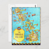 Vintage Hawaiianische Inselkarte Postkarte (Vorne/Hinten)