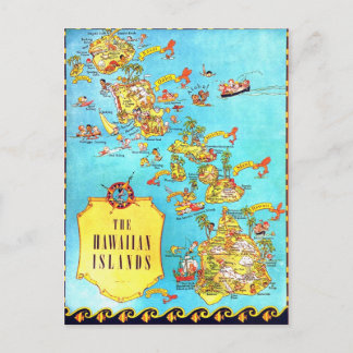 Vintage Hawaiianische Inselkarte Postkarte
