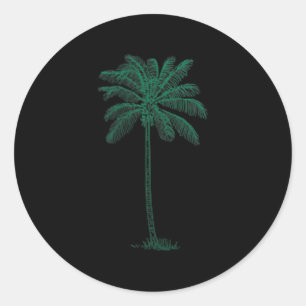 Vintage hawaiianische Palme Strand Tropische Insel Runder Aufkleber