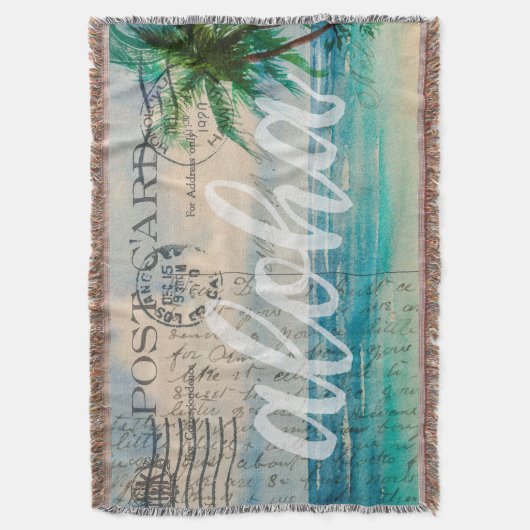 Vintage Hawaiianische Palmen Postkarte Decke (Vorderseite Vertikal)