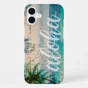 Vintage-Hawaiianische Palmen Postkarte iPhone 16 Plus Hülle