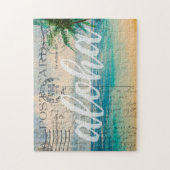 Vintage Hawaiianische Palmen Postkarte Puzzle (Vertikal)