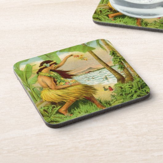 Vintage hawaiianische Reise Getränkeuntersetzer (Linke Seite)