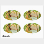 Vintage hawaiianische Reise Ovaler Aufkleber (Blatt)