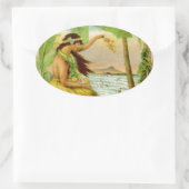 Vintage hawaiianische Reise Ovaler Aufkleber (Tasche)