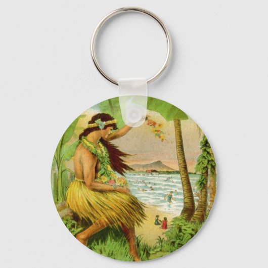 Vintage hawaiianische Reise Schlüsselanhänger (Vorderseite)