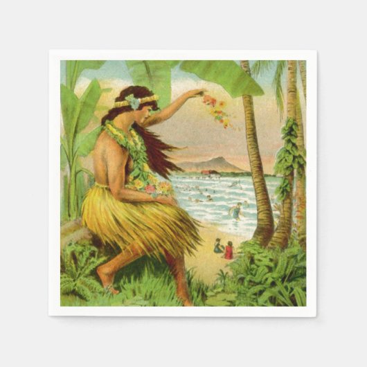 Vintage hawaiianische Reise Serviette (Vorderseite)