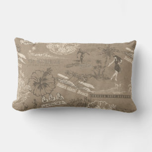 Vintage hawaiianische Reisebroschüre in Taupe Kissen Für Draußen