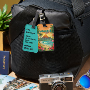 Vintage hawaiianische Reiseplakate - Hawaii-Insel Gepäckanhänger