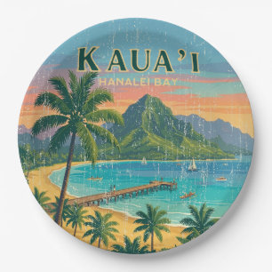 Vintage hawaiianische Reiseplakate - Kauai Pappteller