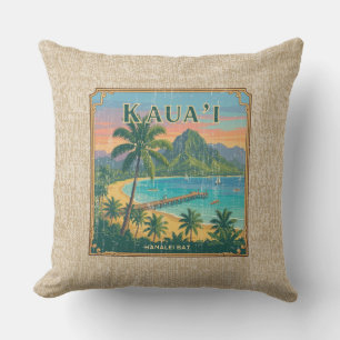 Vintage hawaiianische Reiseposter - Kauai Reversib Kissen