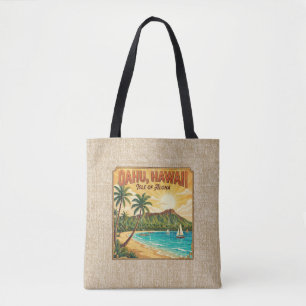 Vintage hawaiianische Reiseposter - Oahu reversibe Tasche
