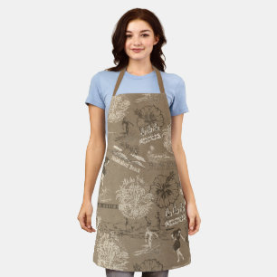 Vintage Hawaiianische Reiserollage in Taupe Schürze