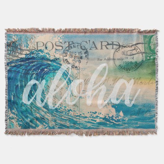Vintage Hawaiianische Wave Postkarte Decke (Vorderseite)