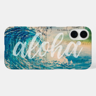Vintage hawaiianische Wellen-Postkarte iPhone 16 Plus Hülle
