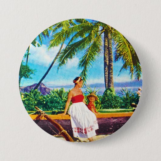 Vintage hawaiische Ferien Button (Vorderseite)