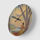 Vintage hawaiische Reise - Hawaii-Mädchen-Tänzer Runde Wanduhr (Winkel)