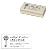 Vintage Heart Key Script-Namen und Rücksendeadress Gummistempel (Stempel)