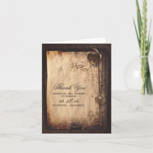 VINTAGE HEART LOCK SCHLÜSSEL HOCHZEIT DANKE KARTEN